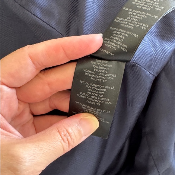 Ivy & Oak Dark Blue Long Wool Textured Jacket Coat Size 34 / 2 - Picture 10 of 10